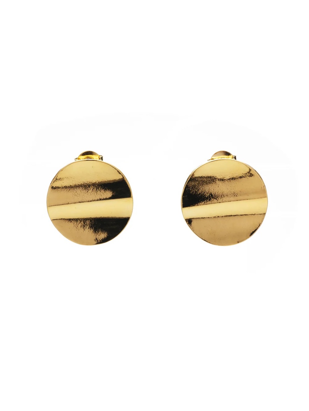 Gold Flat Circle Statement Earrings